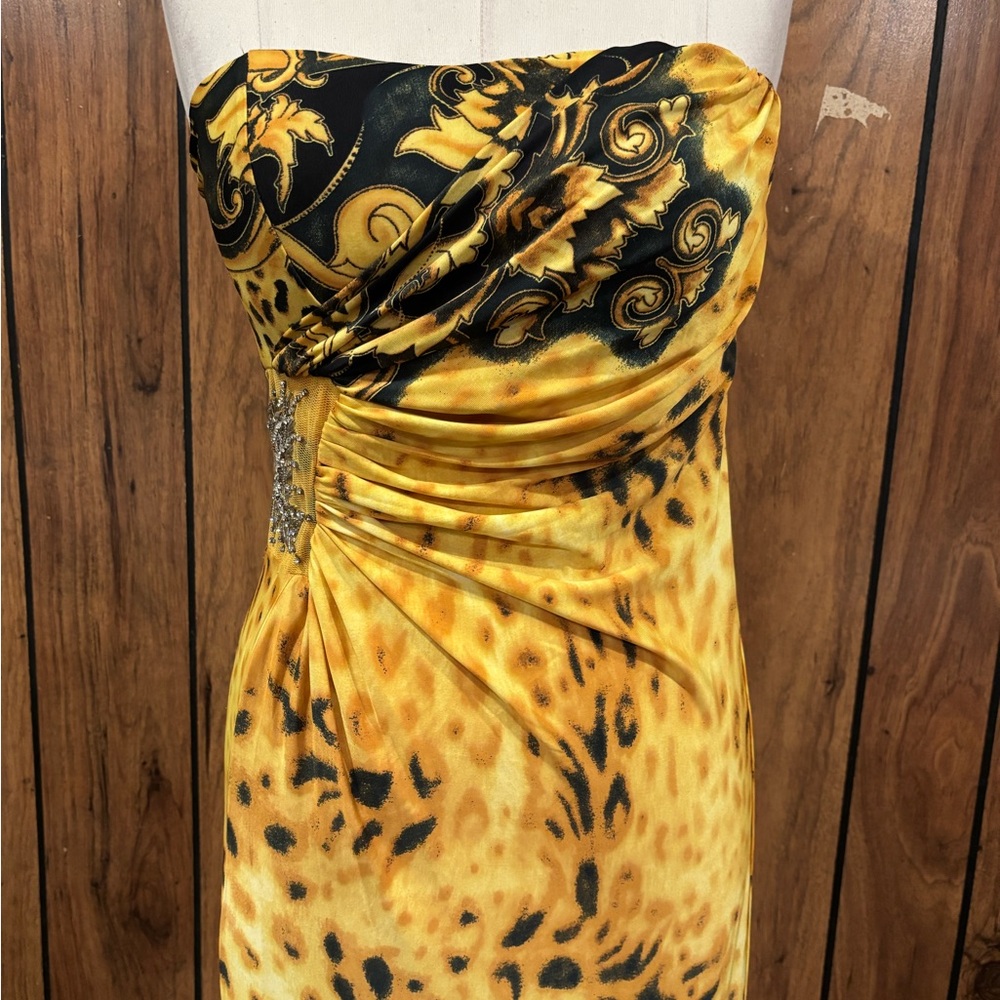 Leopard Print Strapless Maxi Dress